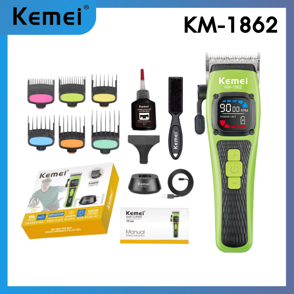 KEMEI รุ่น KM-1862 ปัตตาเลี่ยนตัดแต่งทรงผม ดีไซน์สวย ทันสมัย ใช้งานดี รอบหมุน 9000RPM
