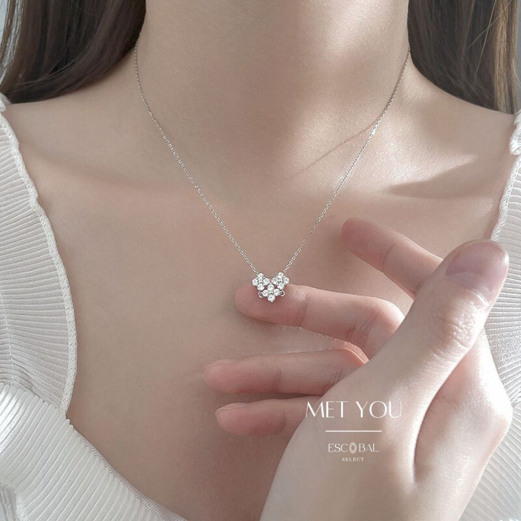 ESCOBAL✨สร้อยคอเงินแท้ Met You สร้อยเพชร ใส่ได้ 2 แบบ สร้อยแฟชั่น สวยหรูนำโชคลาภ สไตล์ใหม่