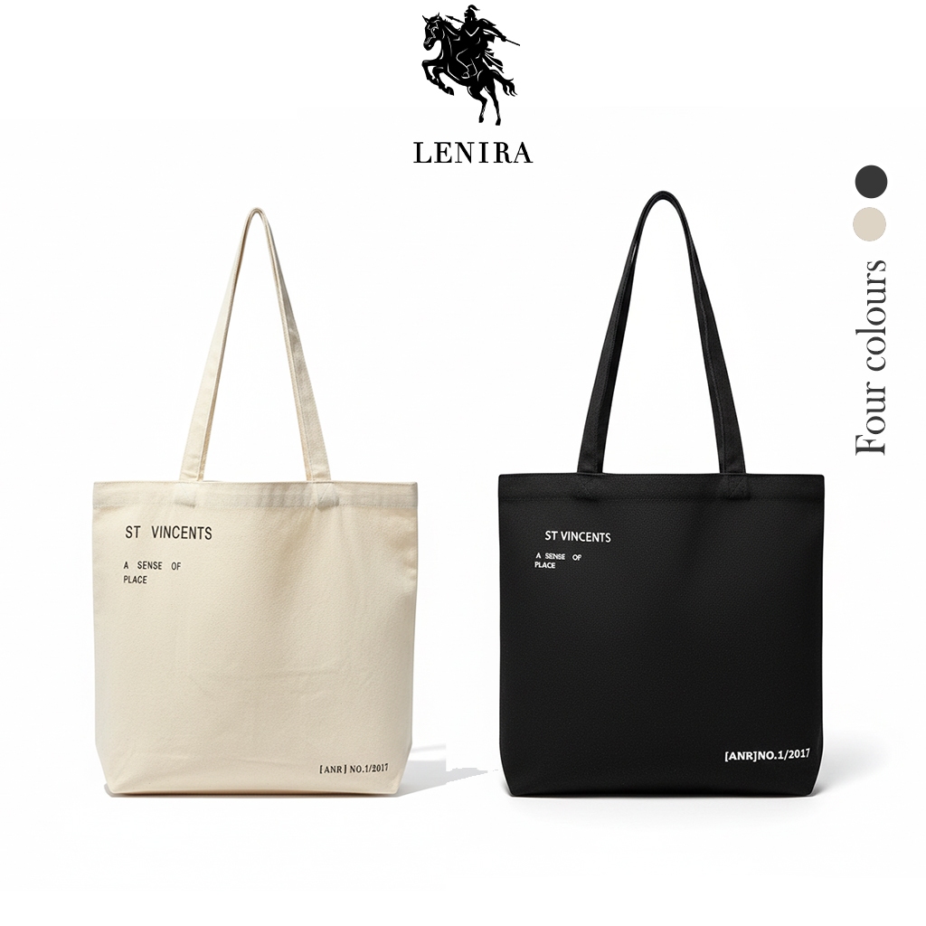 Lenira(B2220) กระเป๋าผ้าสะพายไหล่ ผ้าแคนวาสมี2สีน่ารัก