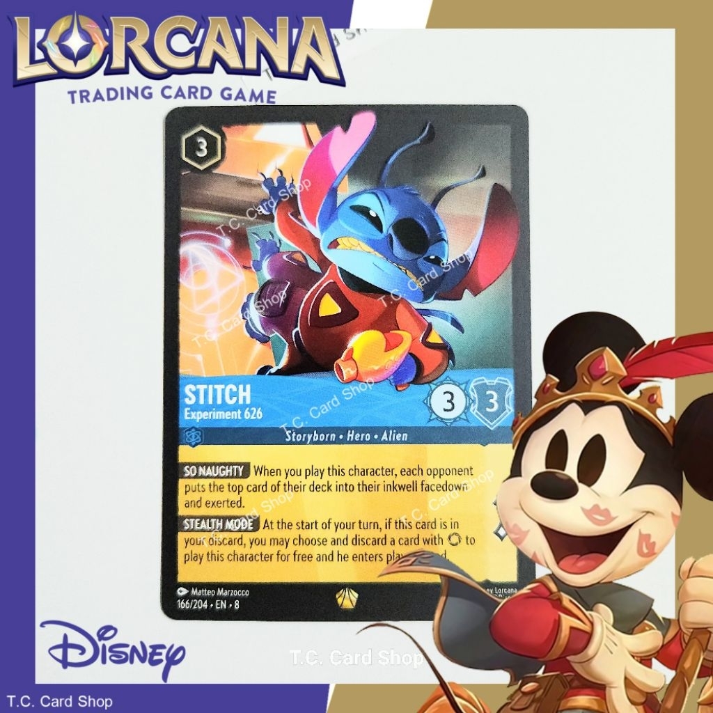 Stitch - Experiment 626 - EN8 166/204 Legendary - Disney Lorcana (ดิสนีย์ ลอร์คาน่า) (Reign of Jafar