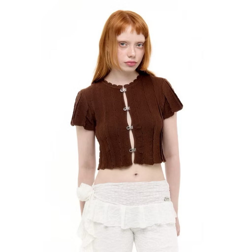 ❌งดต่อ❌ มือ1 GW RUFFLE TOP สีน้ำตาล🤎 Size M