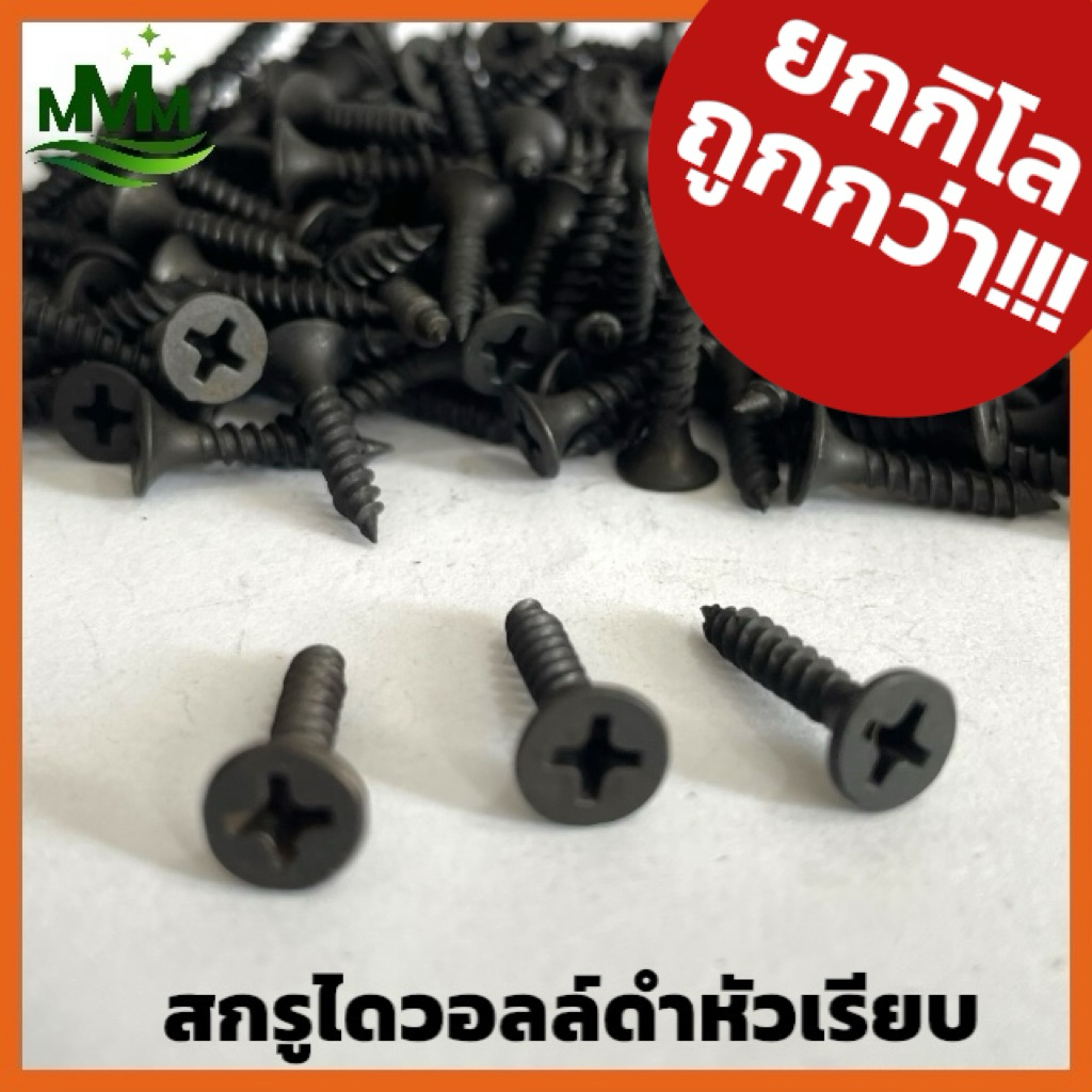 ยกกิโล ถูกกว่า!!! สกรูไดวอลล์หัวเรียบ เบอร์ 6 ยาว 3/4" และ 1" สกรูยิงฝ้าเพดาน ผนังเบา ยิปซั่ม เกลียวปล่อย หัวเรียบ