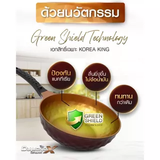 Korea King Diamond x Ceramic กระทะ โคเรียคิง ไดมอนด์เอ็กซ์เซรามิก (28cm) 1 ใบ + แถมตะหลิวซิลิโคน 1 อัน + ฝาแก้ว