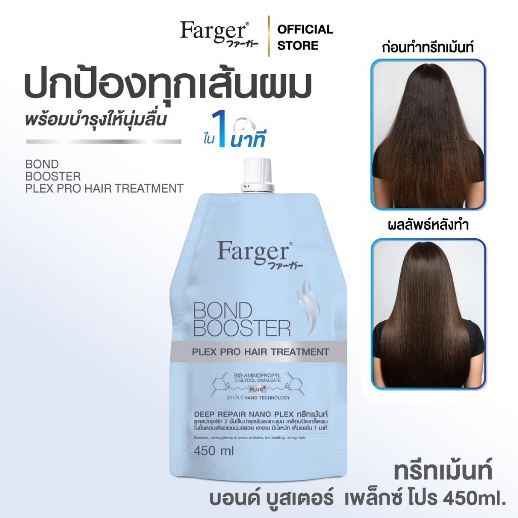 [New] Farger Bond Booster Plex Pro Hair Treatment ทรีทเม้นท์ บำรุงลึก2ชั้น ฟื้นบำรุงพันธะแกนผม เคลือบปิดเกล็ดผม 450 มล.