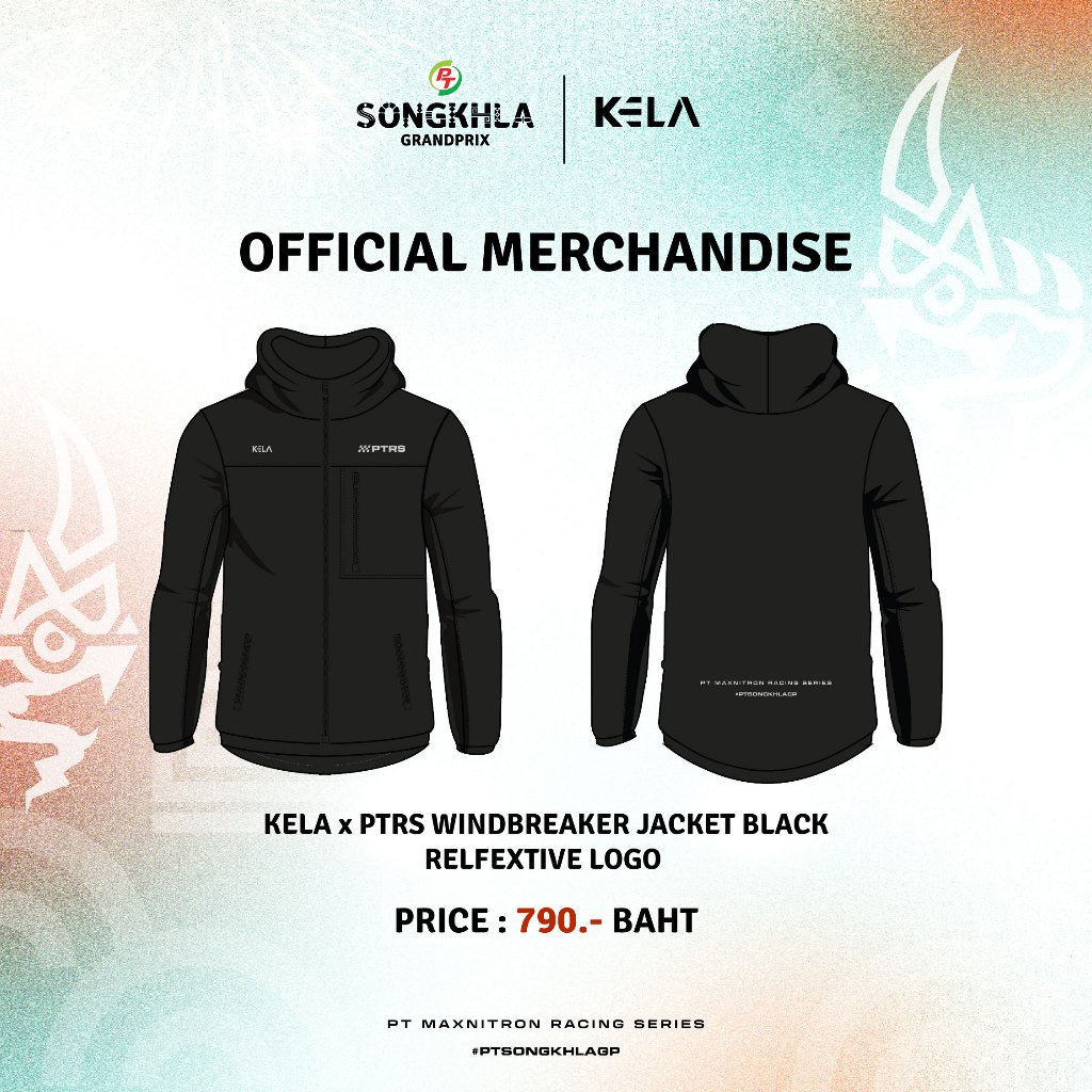 KELA x PTRS WINDBREAKER JACKET BLACK - REFLEXTIVE LOGO เสื้อแจ็คเก็ตกันลมสีดำ ลาย PTRS สะท้อนแสง