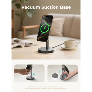[รองรับ Qi 2.2] AUKEY MagFusion Qi 2.2 แท่นชาร์จไร้สาย 25W ดีไซน์พรีเมียม ชาร์จเสถียรไม่สะดุด LC-MC111 (Silver White)