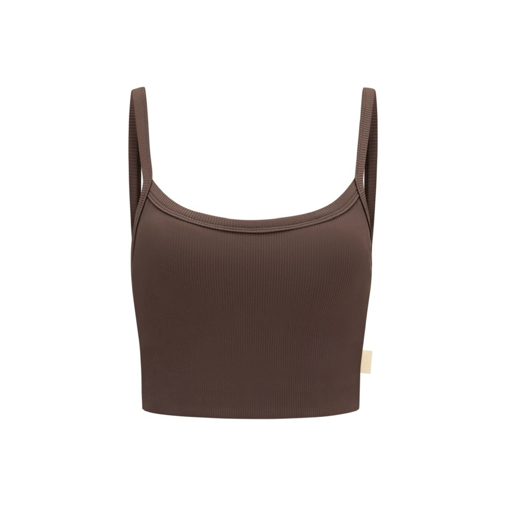 Sip String Ribbed Sports Bra (Mocha Brown)