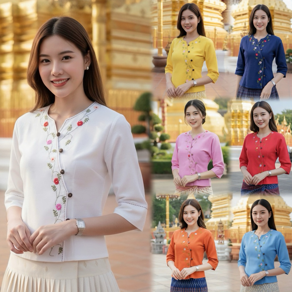 เสื้อพื้นเมืองผู้หญิงปักดอกพริก