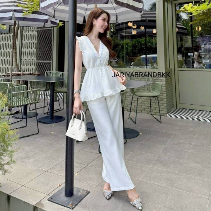 JARIYA  เซทเสื้อ+กางเกง ผ้าลินิน เนื้อหนา