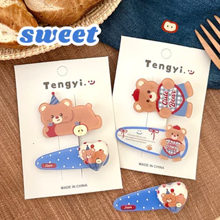 Cute 404 กิ๊บติดผม กิ๊บหนีบผมน้องหมีสุดคิ้วท์ 2 ชิ้น/แพ็ค