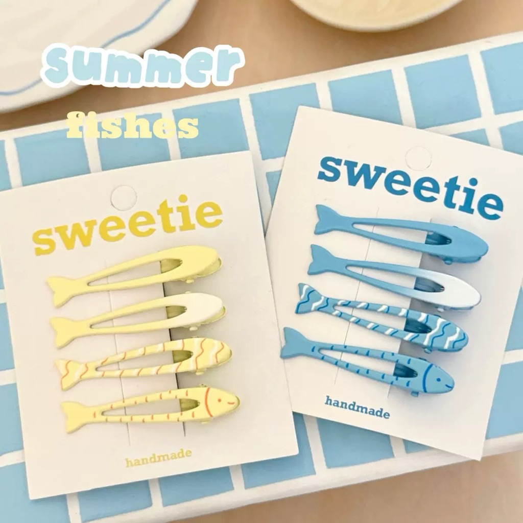 Cute 405 กิ๊บติดผม กิ๊บหนีบผมปลาน้อยซัมเมอร์ 4 ชิ้น/แพ็ค