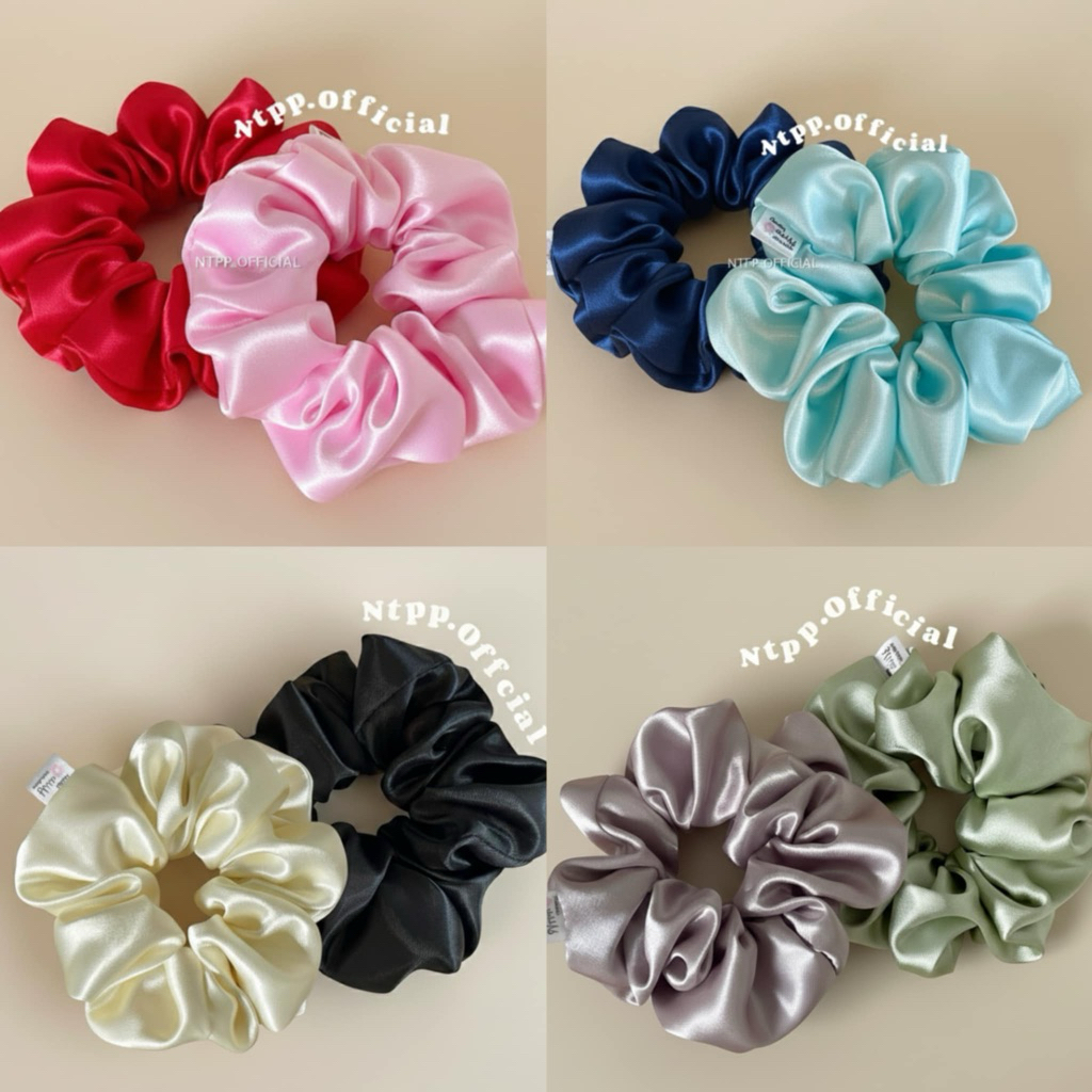 🎀HANDMADE🎀 ยางรัดผม ยางมัดผม ผ้าซาตินขนาดใหญ่ หนานุ่ม ไม่ทำร้ายผม scrunchie