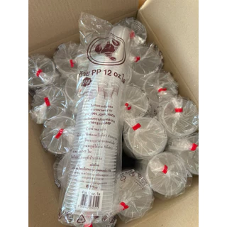 🥤 ขายเซตละ 6 แถว (รวม 300 ใบ) แก้วลอนใส ตรากุ้ง 12 Oz. ปาก 85