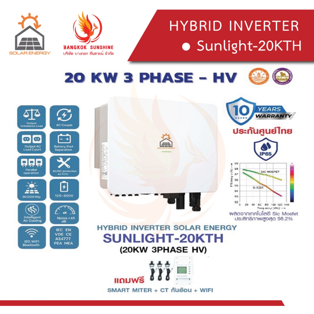 HYBRID INVERTER รุ่น Sunlight-20KTH(HV) (20kW 3phase)