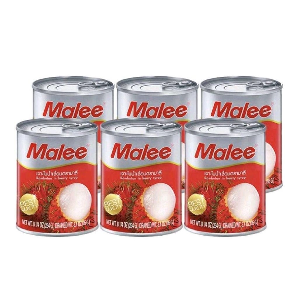 Malee มาลี เงาะในน้ำเชื่อม เงาะกระป๋อง ปริมาณ234กรัม×6กระป๋อง(1,404กรัม)