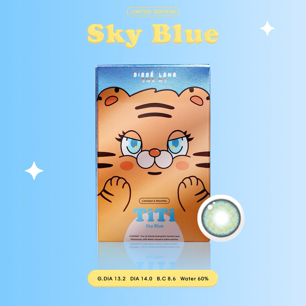 ส่งต่อ คอนแทคเลนส์ Sisse Lens ราย6เดือน รุ่น TiTi สี SkyBlue 1คู่ : O2 Air Lens ค่าสายตา-0.5