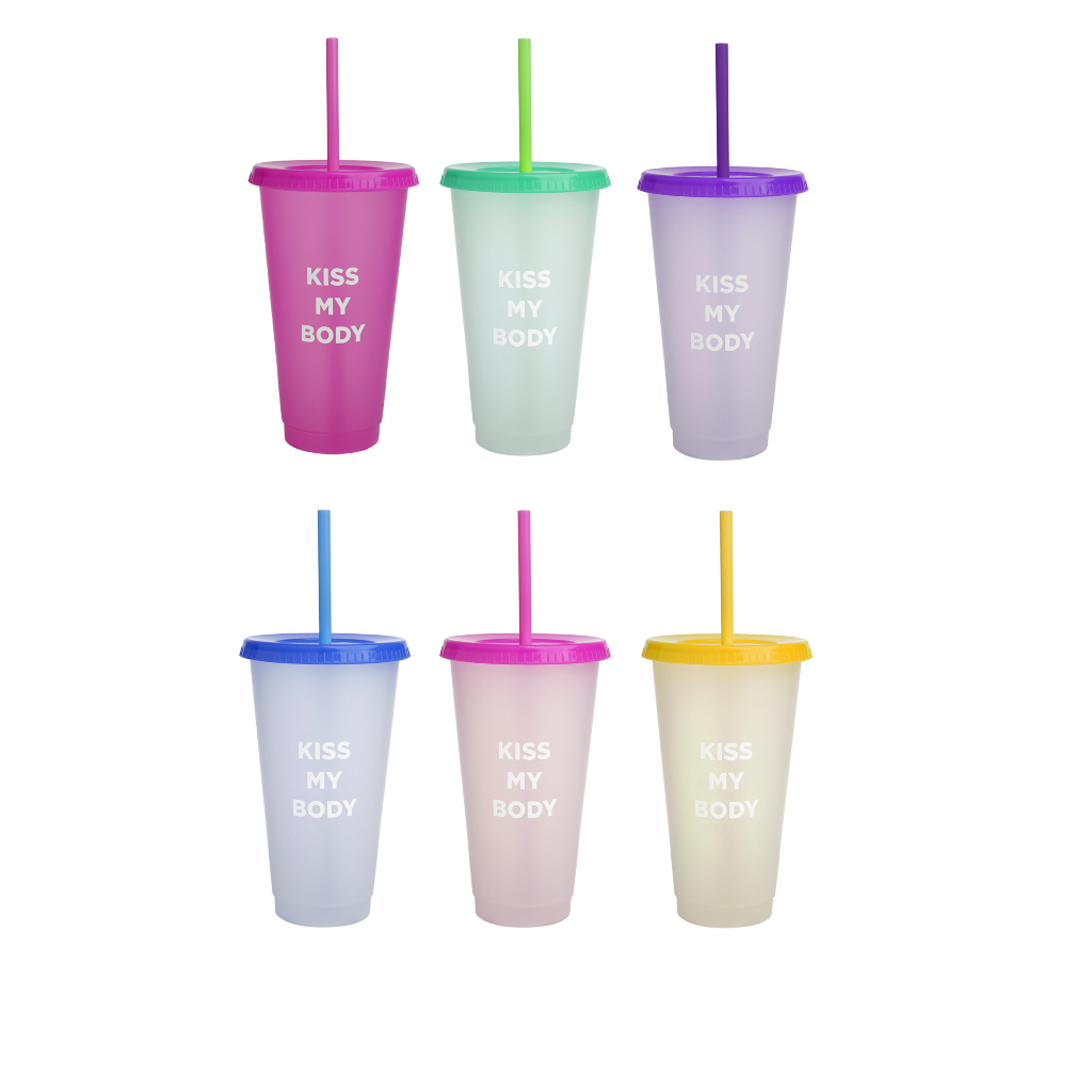[ ของสมนาคุณ งดจำหน่าย ] Kiss My Body Summer Glass แก้วน้ำ คิสมายบอดี้ คละสี