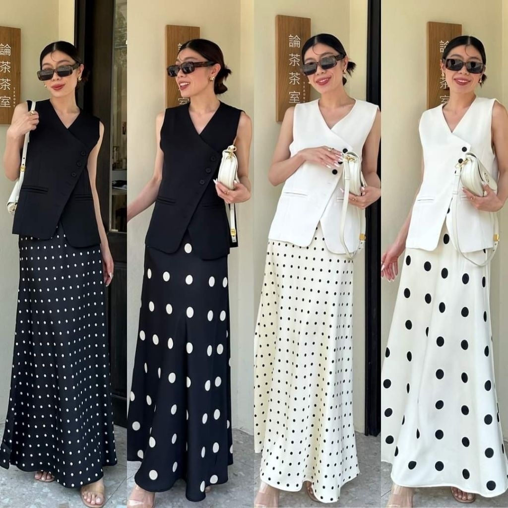 กระโปรงซาตินลายจุด studiox2