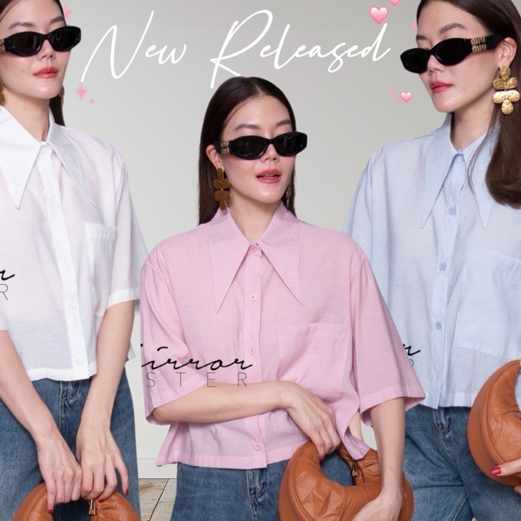 MIRrorsister 41031.3 •เสื้อแขนสั้นปกแหลม APPLECLOSET