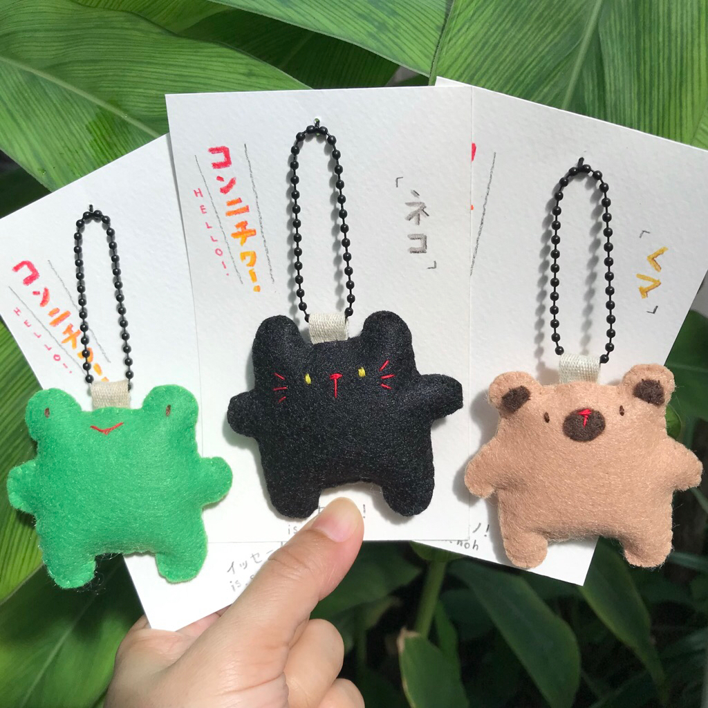 พวงกุญแจ コンニチワ！hello! Black cat / Bear / Frog