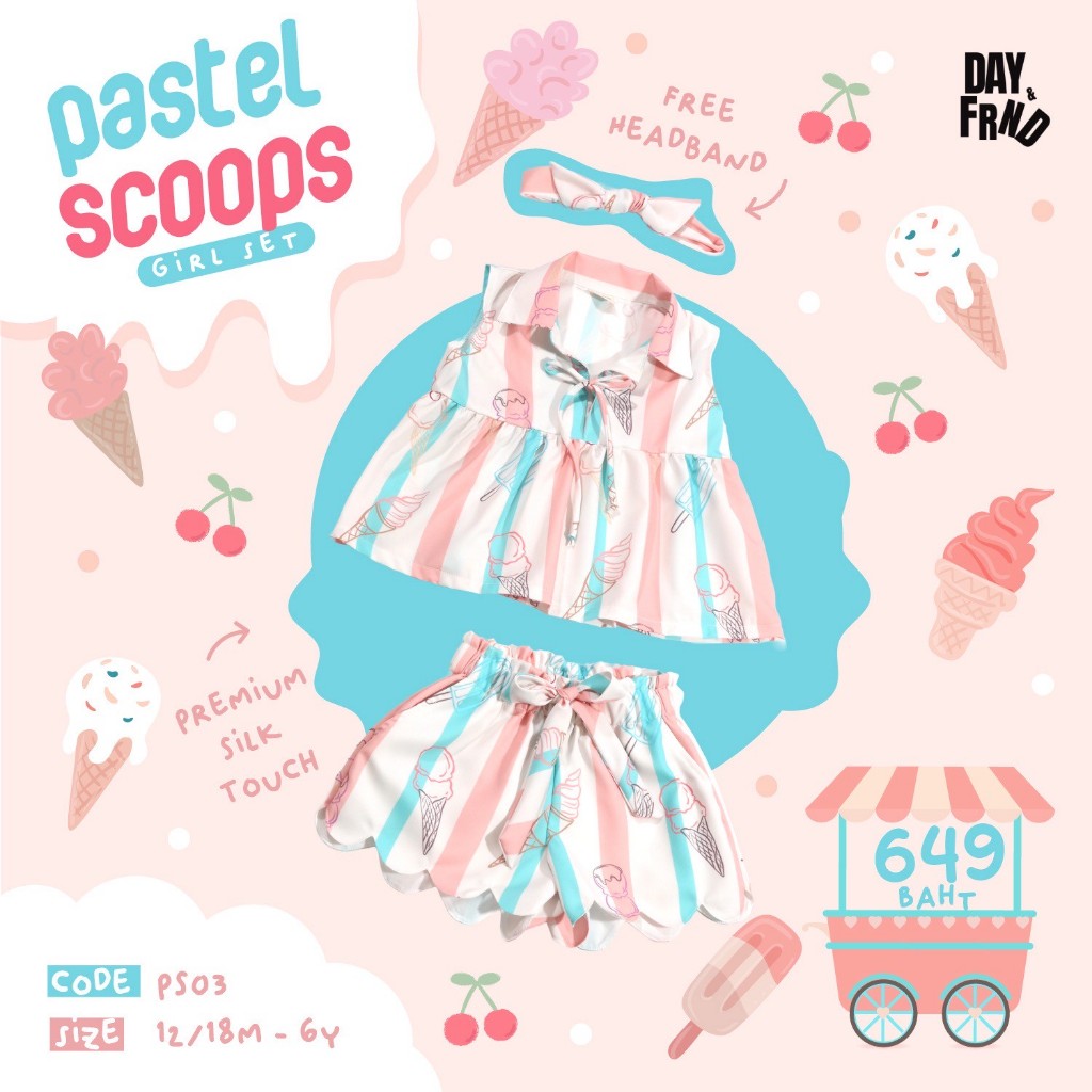 Pastel Scoops Girl Set PS03 (พร้อมส่ง)