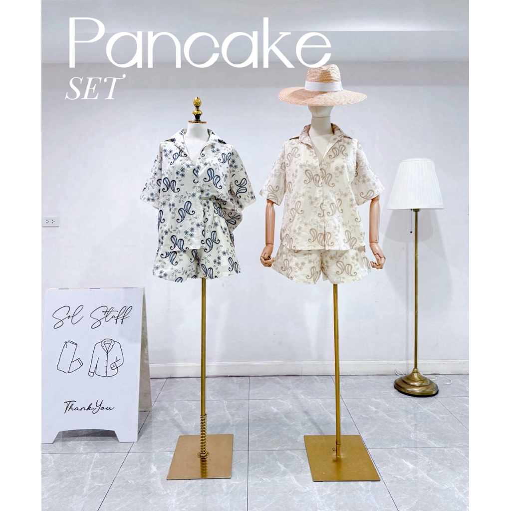 pancake set เซตขาสั้นลูกไม้มาแล้วสาวๆ รอบนี้เนื้อผ้าทอธรรมชาติปักลูกไม้แน่นๆ