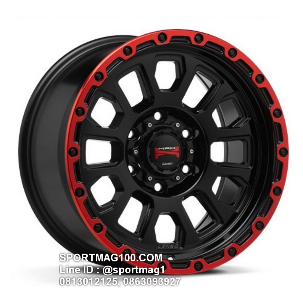 ล้อแม็กซ์ Lenso MAX X12 ขอบ16นิ้ว 6รู139.7 สีดำขอบแดง กว้าง8.5นิ้ว Offset0 [21281]