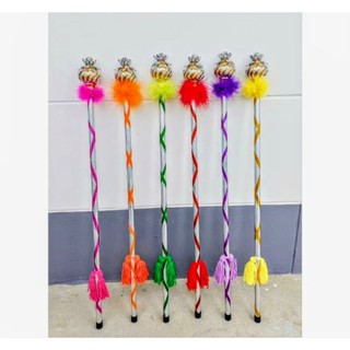 ไม้ค​ฑา​หัวเพชร​ แต่งขนมิ้งค์​ ดรัมเ​ม​เยอร์​ ​90​ cm.มีภู่