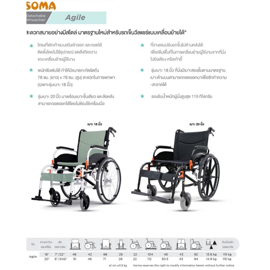 SOMA รุ่น Agile รถเข็นแบบเน้นเคลื่อนย้ายสะดวก เปิดข้างได้ ถอดชิ้นส่วนได้ รับน้ำหนัก115กก.