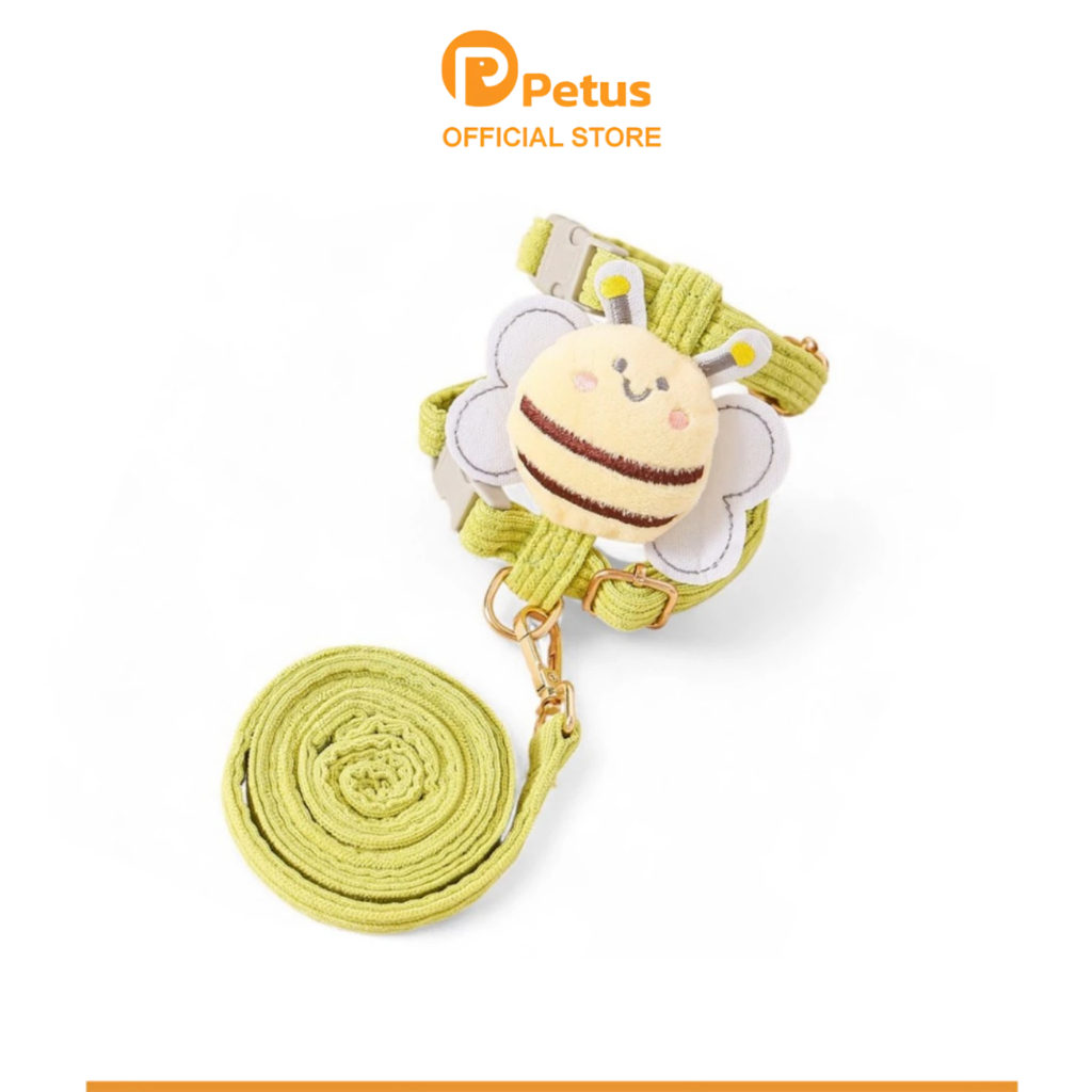 Petus สายจูงสัตว์เลี้ยง สายจูงแมว Cat leash รูปผีเสื้อ พร้อมตัวล็อค ปรับขนาดได้ วัสดุผ้า ไม่ระคายเคืองต่อผิวสัตว์เลี้ยง