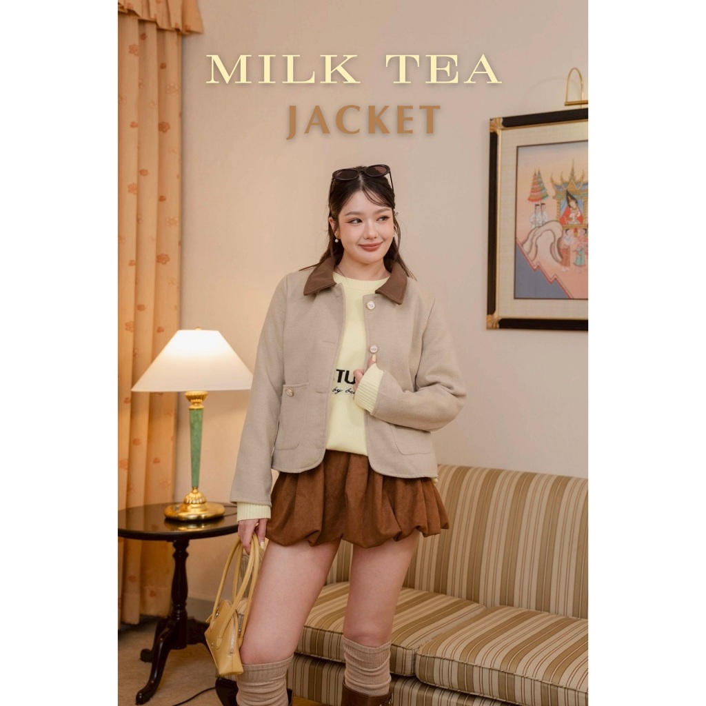 C74 Milk Tea Jacket (เสื้อแจ็คเก็ตผ้าวูล)