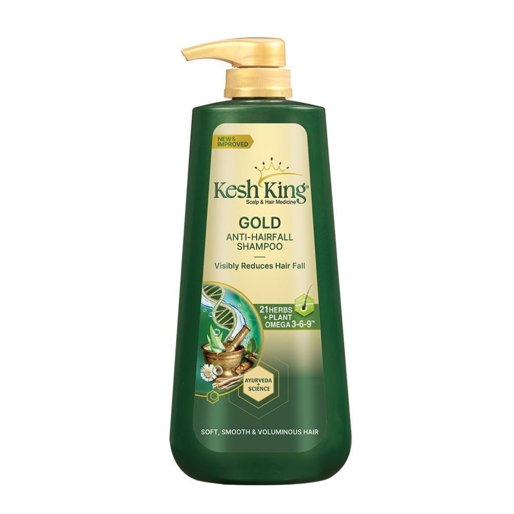 Kesh King Shampoo Gold แชมพูลดผมร่วง(ใหม่) 600ml (หมดอายุ 11/027)