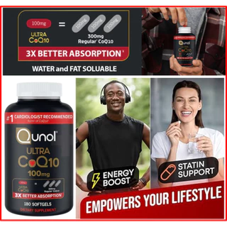 Qunol Ultra ดำ CoQ10 100mg 3x Better Absorption 180 Softgel Exp.01/28