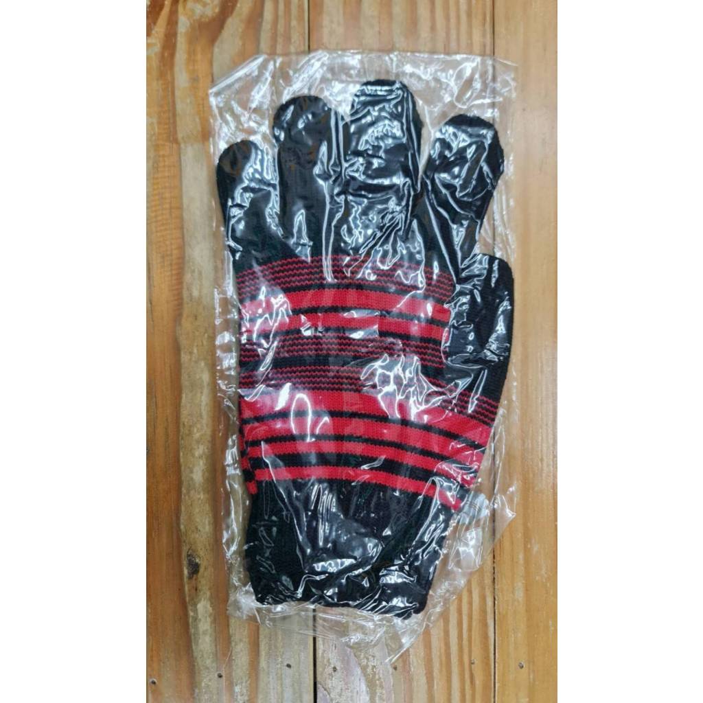 ถุงมือทำงานลายริ้ว มีหลายสี ราคาถูก งานไทย ***ยกโหล***