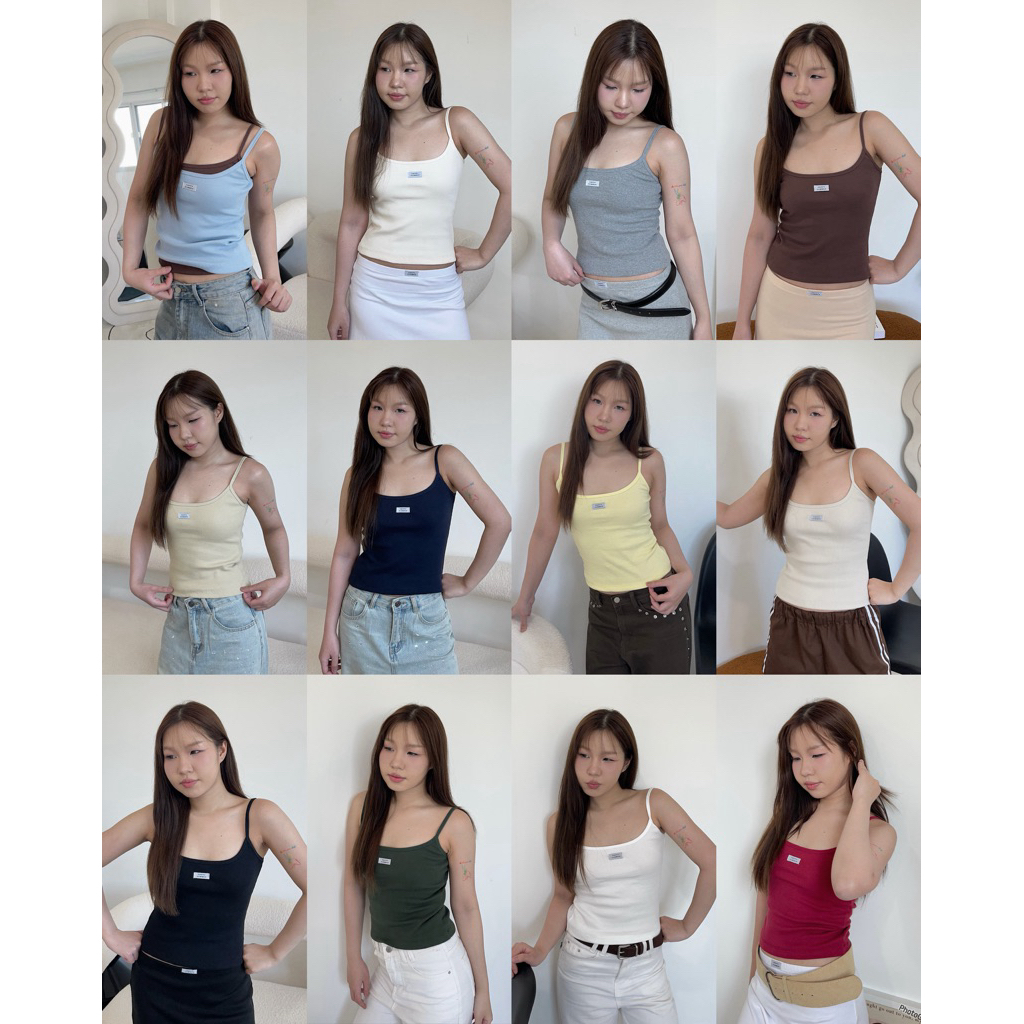 (เติมสีฮิต❤️‍🔥)HAPTOP41 basic spaghetti top สายเดี่ยวเบสิคทรงสวย (happysummer.bkk)