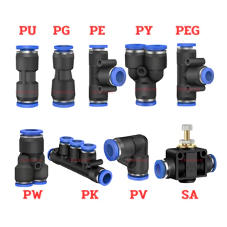 ส่งด่วน 1-3 วัน ข้อต่อสายลม Quick Connector ข้อต่อลมตรง งอ สามทาง สีทาง ลดขนาด ใช้กับท่อ PU หลายขนาด