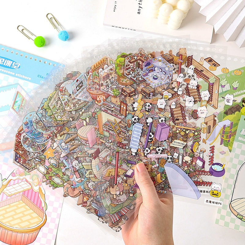 (1.0-5.0) 3D สติกเกอร์หนังสือวิวทิวทัศน์ ฉากร้านขนม คาเฟ่ บ้าน Creative DIY ตกแต่งคลายเครียด - รูปที่ 6