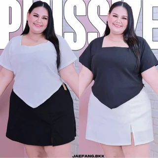 [ ส่งฟรี 🔥 ] A957/A958 เสื้อโกงหุ่น เสื้อครอปแขนสั้น ครอปไซส์ใหญ่ ครอปสาวอวบ (มีไซส์ถึงอก 60“)