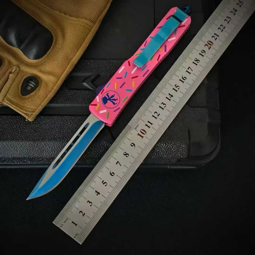 ไมโครเทค MICROTECH UT85 มีดกระโดดโดนัท OTF วัสดุขอบตัด: เหล็ก D2 วัสดุก้าน: อลูมิเนียมอัลลอยด์