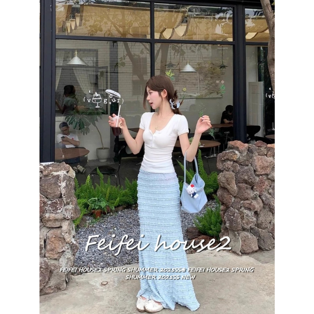 [Summer casual hip fishtail skirt]กระโปรงทรงหางปลาเอวสูงพิมพ์ลายดอกไม้สไตล์อเมริกันสำหรับผู้หญิง