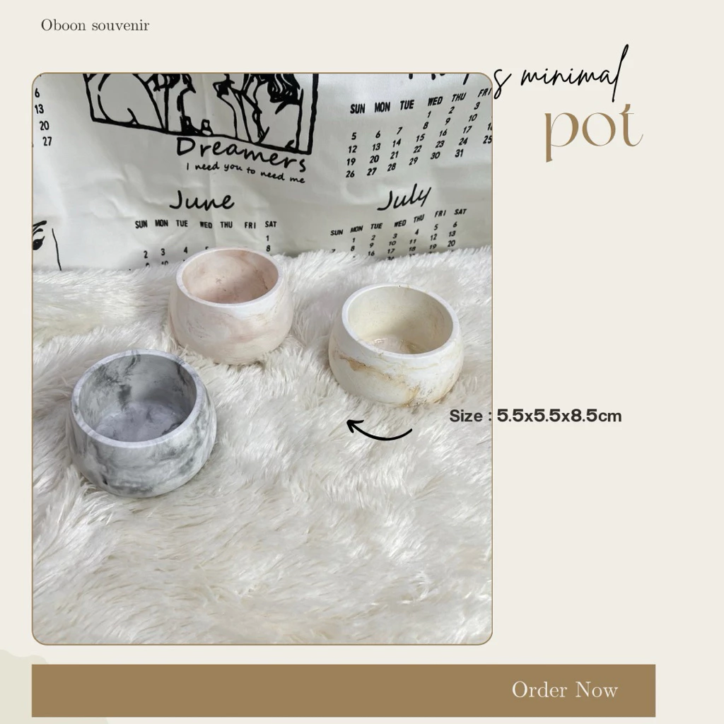 ถ้วยปูนลายหินอ่อน MARBLE ROUND POT ไซซ์ กยส 8.5x8.5x5.5 cm ถ้วยใส่เทียนหอม diy สีเอิร์ทโทน ลายดำ, คาราเมล, น้ำตาล