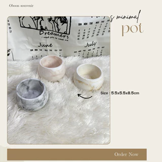 ถ้วยปูนลายหินอ่อน MARBLE ROUND POT ไซซ์ กยส 8.5x8.5x5.5 cm ถ้วยใส่เทียนหอม diy สีเอิร์ทโทน ลายดำ, คาราเมล, น้ำตาล
