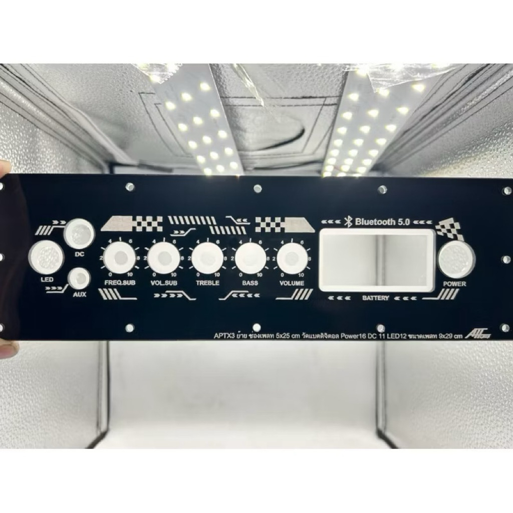 เพลทลำโพงบลูทูธZK-APTX3 ย้าย งานไฟหนา 5มิลช่องเพลท5*25cmวัตแบตดิจิตอล สวิชต์เปิดปิด16มิล/Led12mmขนาด