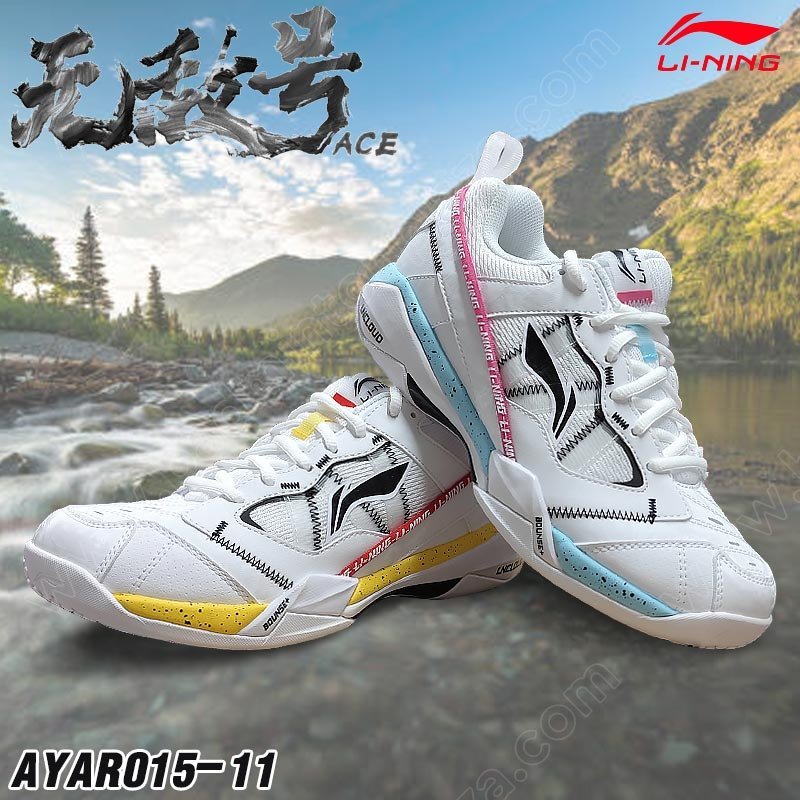 【 ของแท้ 💯% 】รองเท้าแบดมินตัน หลี่หนิงโปรเฟสชันแนล Invincible ACE สีขาว/เหลือง/ฟ้า (AYAR015-11)