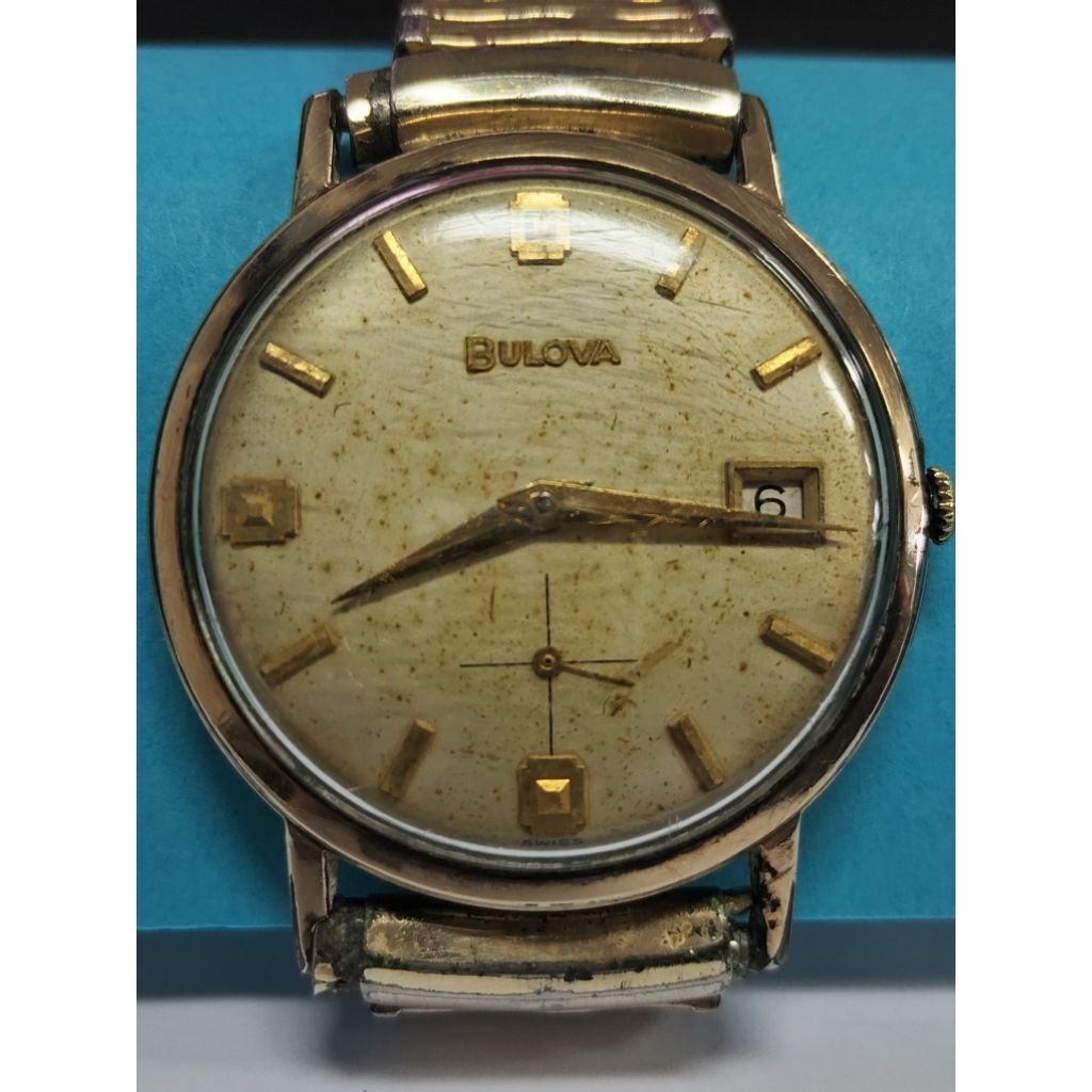 นาฬิกาข้อมือ BULOVA รุ่น Date King ไขลานสองเข็มครึ่ง วินเทจ (ของเก่า พร้อมใช้งาน)