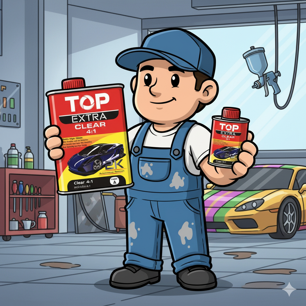 TOP EXTRA CLEAR 2K เคลียร์เคลือบเงารถยนต์ (4:1) ผสม A+B ชุดเล็ก พร้อมส่ง