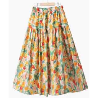 กระโปรง Maxi ลายดอกไม้ เอว Free size#New สินค้าขายดี