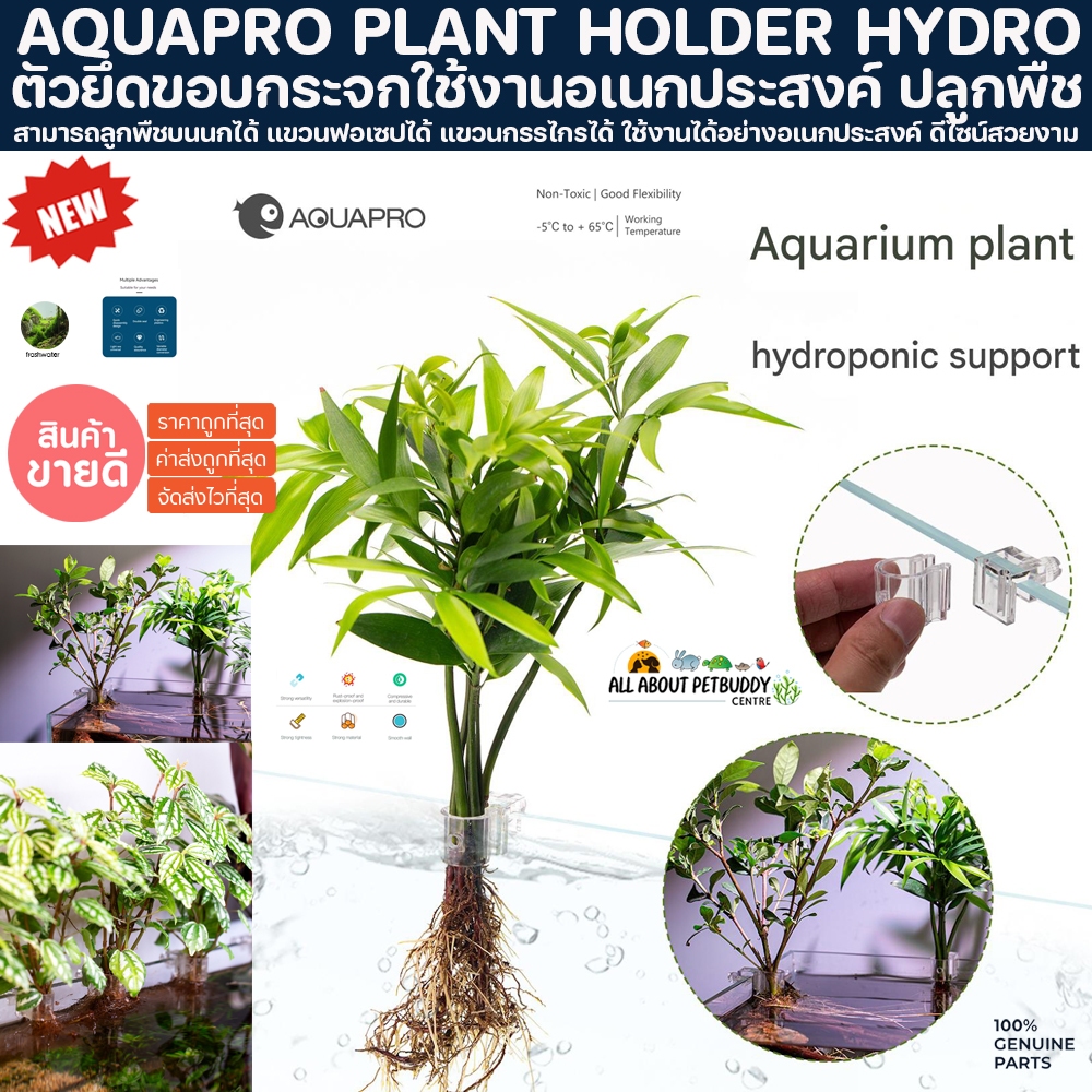 AQUAPRO PLANT HOLDER HYDRO ตัวยึดขอบกระจกใช้งานอเนกประสงค์ ปลูกพืช สามารถลูกพืชบนนกได้ แขวนฟอเซปได้ แขวนกรรไกรได้ ใช้งาน