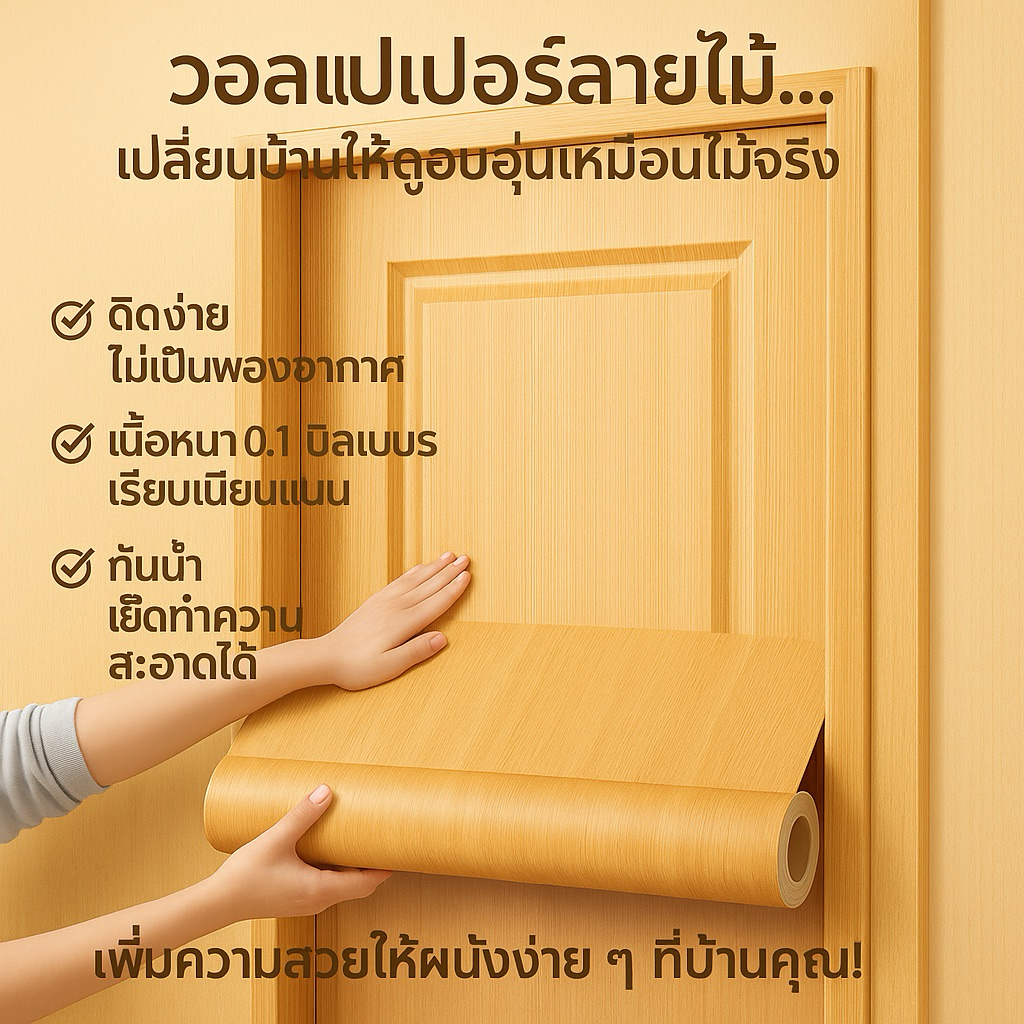 (ไม้)วอลเปเปอร์ลายไม้… เปลี่ยนบ้านให้ดูอบอุ่นเหมือนไม้จริง (มีกาวในตัว)