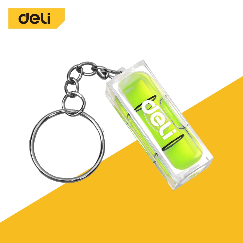 Deli ระดับน้ำ พวงกุญแจระดับน้ำ ที่วัดระดับน้ำ ขนาดพกพา อะคริลิคขนาดเล็ก วัดได้แม่นยำ Spirit Bubble